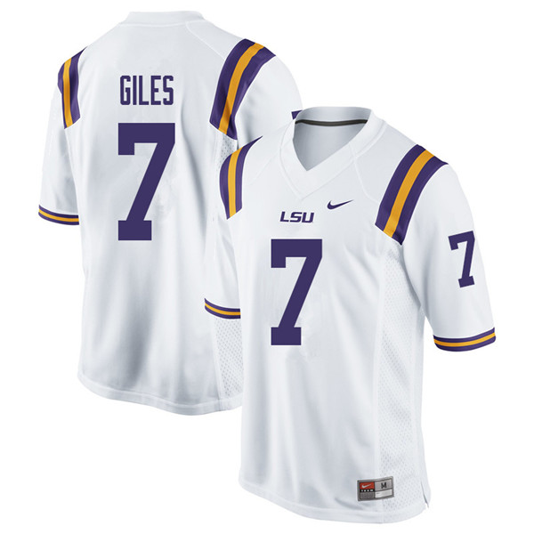 Men #7 Jonathan Giles LSU Tigers College Football Jerseys Sale-White - Click Image to Close